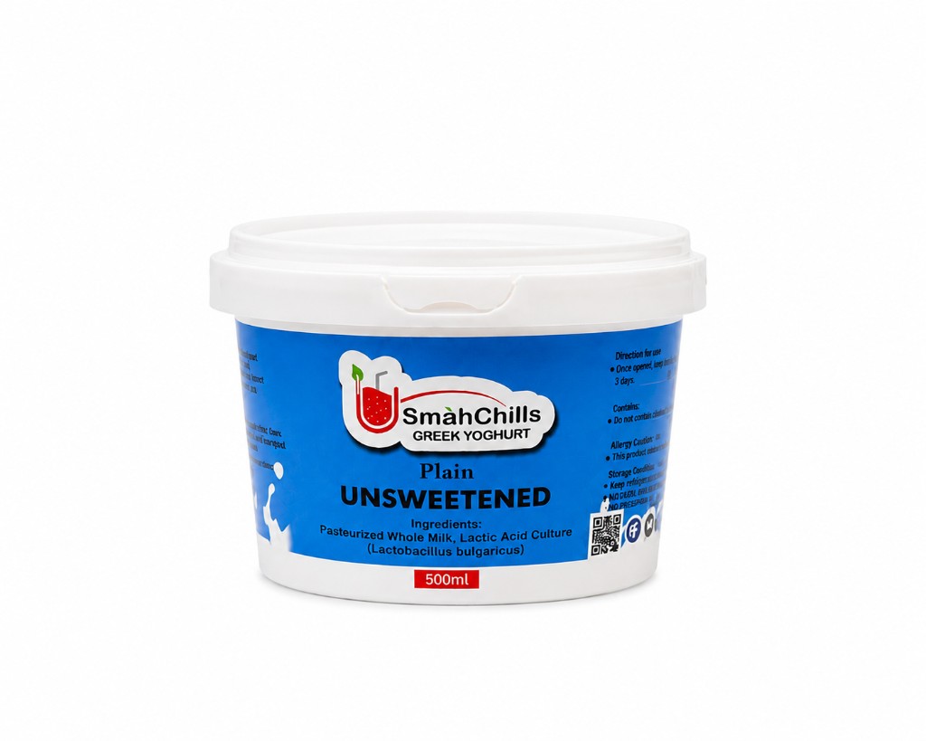 SmahChills Greek Yoghurt Plain Unsweetened 500ml