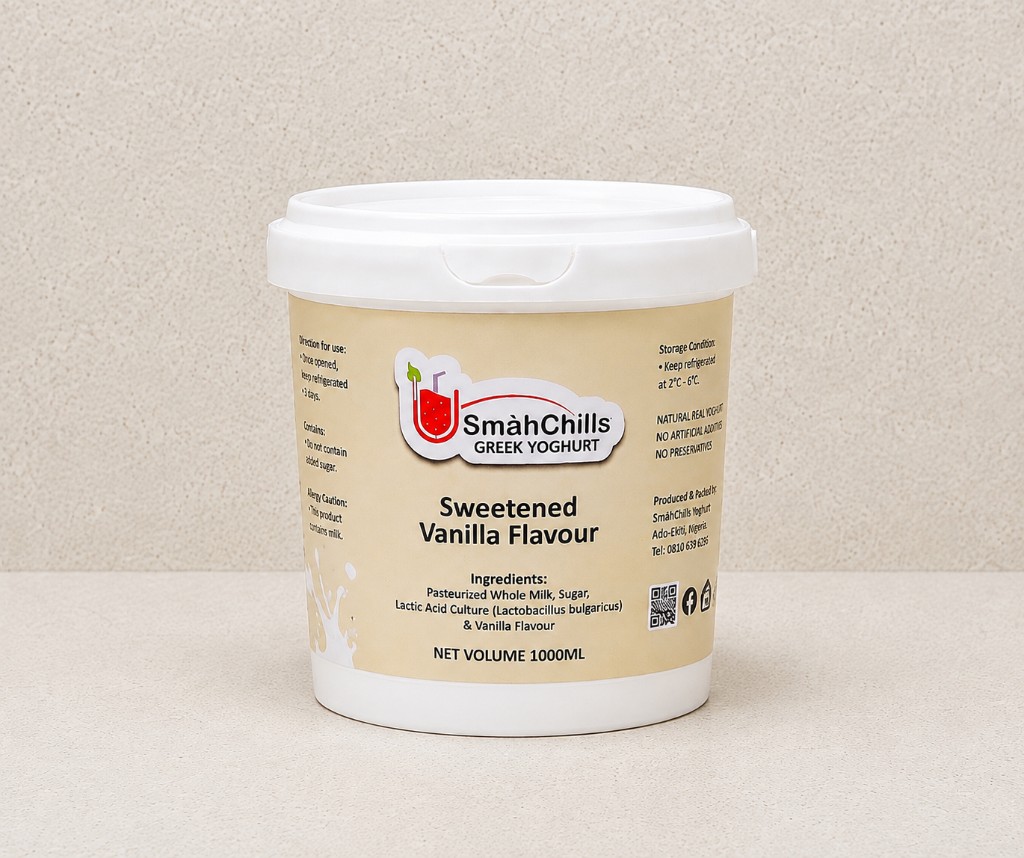 SmahChills Greek Yoghurt Sweetened Vanilla 1000ml
